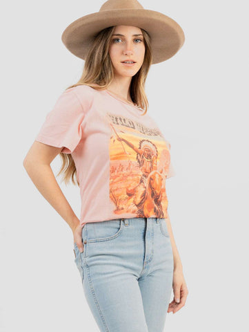 American Bling Women Mineral Wash Tribe Print Tee - Montana West World