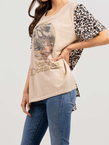 Delila Women Mineral Wash Desert Dreamer Graphic Short Sleeve Tee - Montana West World