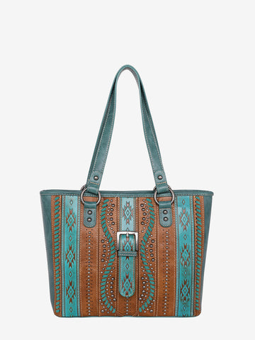 Montana West Embossed Geometric Aztec Handbag Set - Montana West World