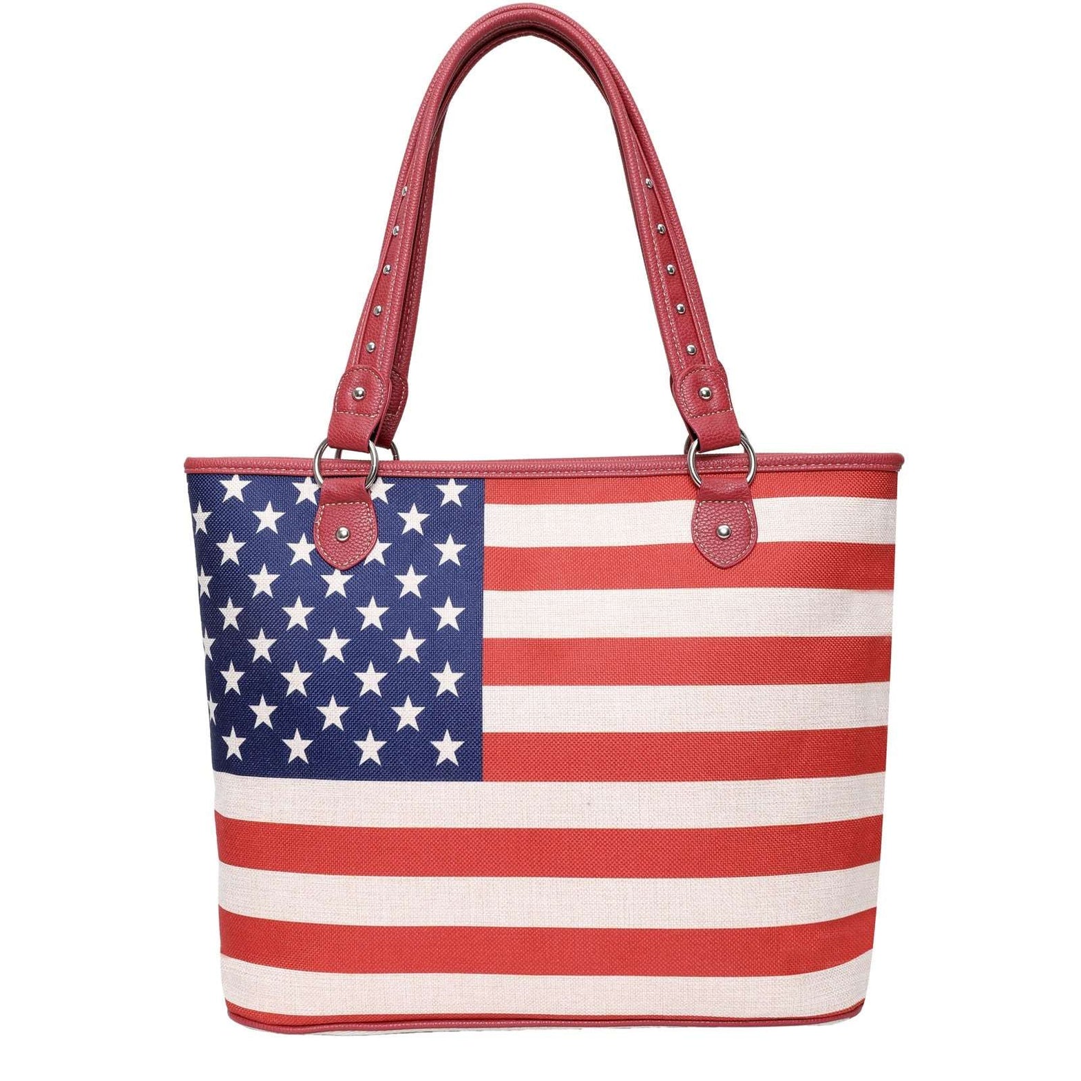 USA American Flag Patriot Stars Stripes Red White Blue Western Style Concealed Carry Purse good Handbag Women Shoulder Bag Wallet Set Red