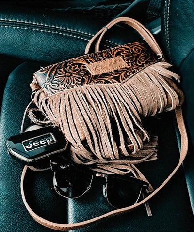 Wrangler Vintage Floral Fringe Crossbody Bag