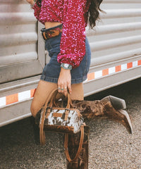Wrangler Genuine Hair-On Cowhide Barrel Bag