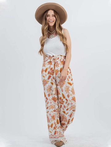 American Bling Women Floral Print Ruffle Waist Trousers - Montana West World