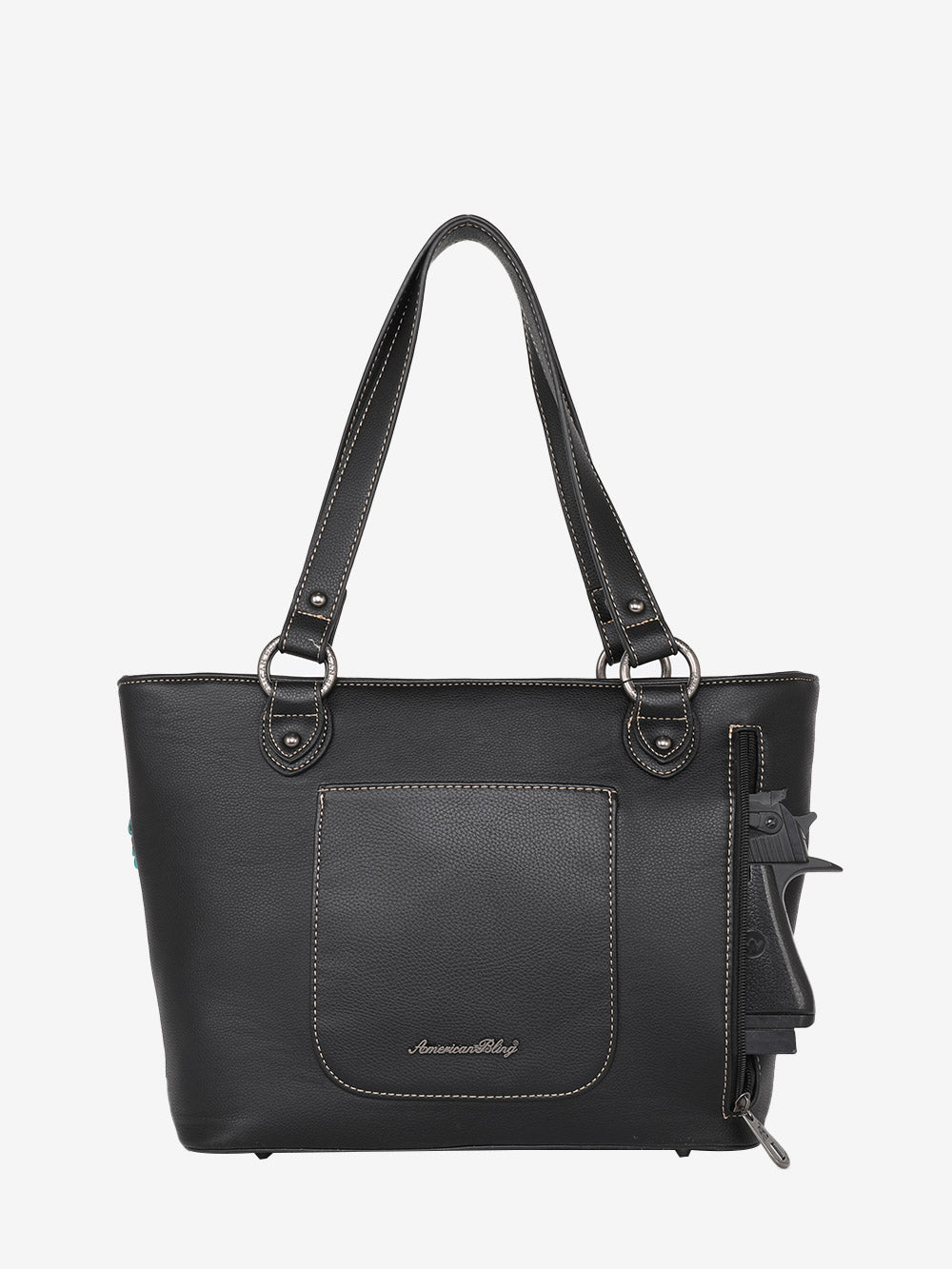 American Bling Black Embossed Floral Tote Set - Montana West World