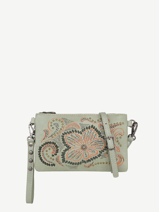 Montana West Cut-out Floral Embossed Crossbody Wristlet - Montana West World