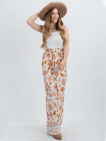 American Bling Women Floral Print Ruffle Waist Trousers - Montana West World