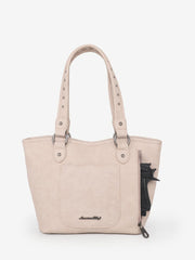 American Bling Beige Whipstitch Studs Tote Set - Montana West World