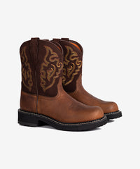 Women’s Brown Suede Embroidered Western  Boots