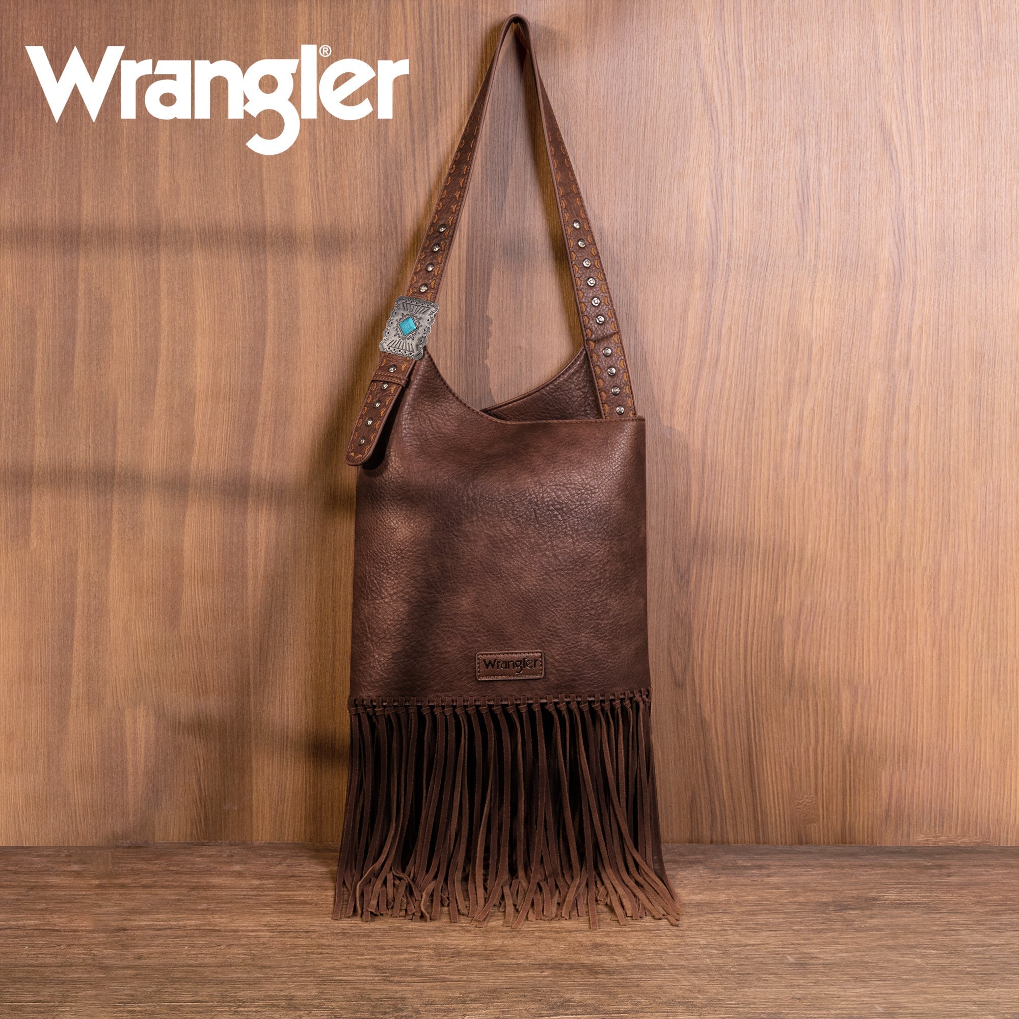 Wrangler Turquoise Stone Concho Fringe Hobo And Crossbody Clutch Collection - Montana West World