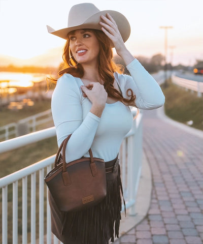 Wrangler Braided Ombre Leather Tote Bag Set