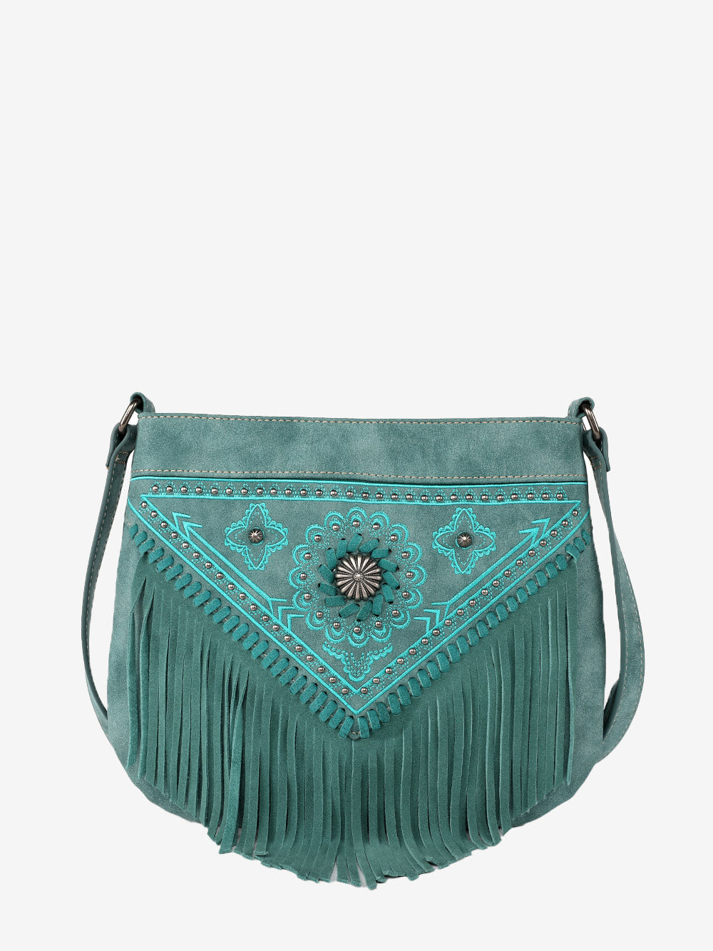 Montana West Turquoise Concho Floral Fringe Crossbody Bag - Montana West World