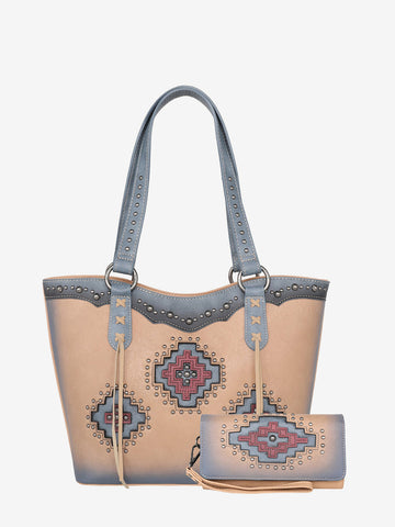 Montana West Cut-out Aztec Applique Concealed Carry Tote Set - Montana West World