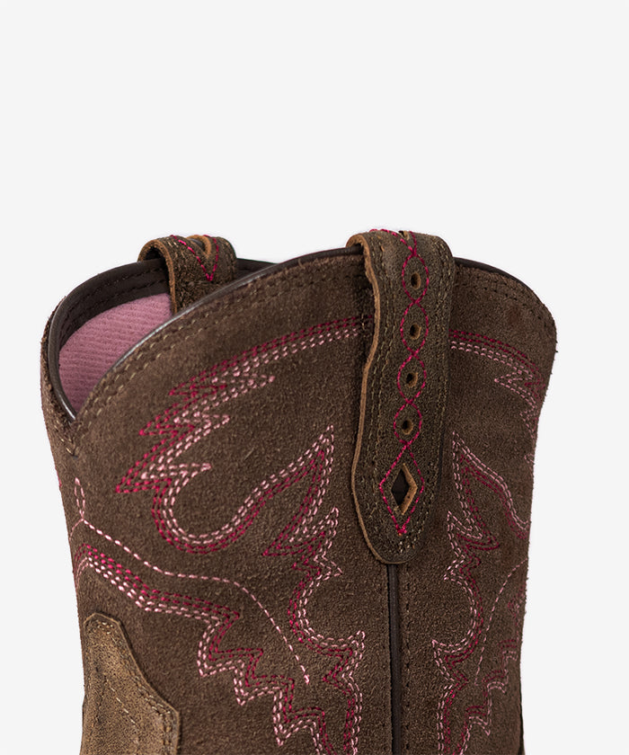 Women’s Rose Dust Genuine Leather Suede Embroidered Boots