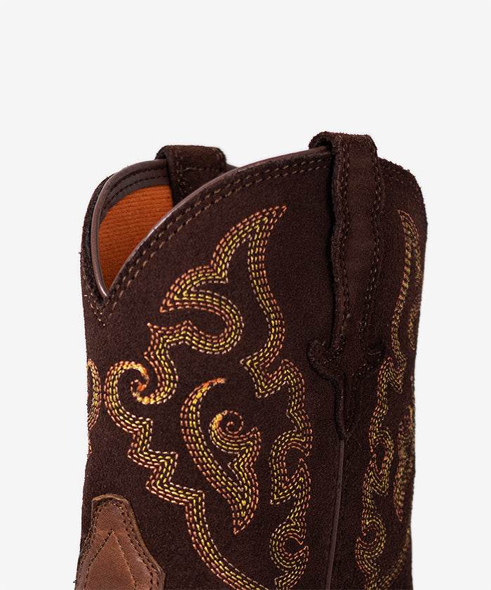 Women’s Brown Suede Embroidered Western  Boots