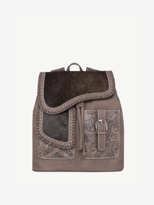 Trinity Ranch Hair-On Cowhide Saddle Shape Backpack - Montana West World