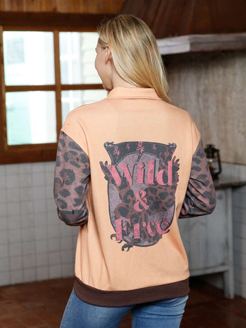 American Bling Patchwork Leopard Print Full Zip Jacket - Montana West World