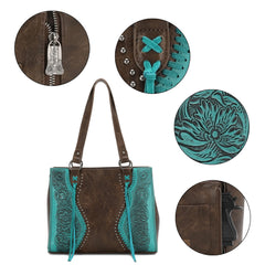 Trinity Ranch Floral Tooled Leather Tassel Concealed Carry Collection - Montana West World