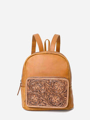 Montana West Genuine Oily Calf Leather Hand Tooled Backpack - Montana West World