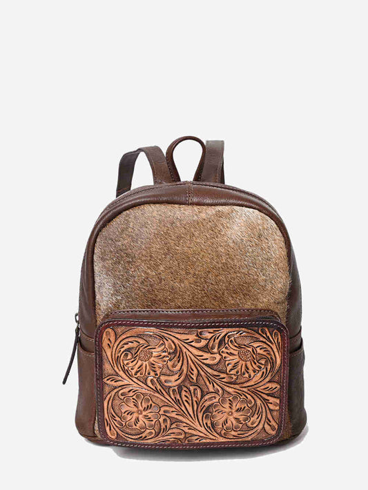 Montana West Genuine Hair On Cowhide Leather Tooled Floral Backpack - Montana West World