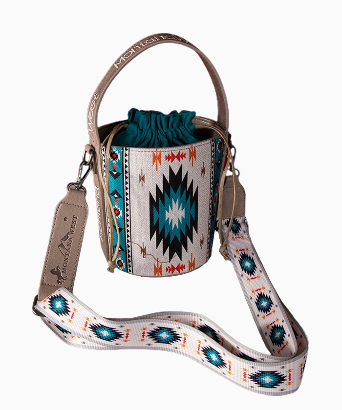 Montana West Aztec Drawstring Bucket Crossbody Bag - Montana West World