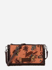 Wrangler Brown Retro Cowboy Print Crossbody Tote - Montana West World