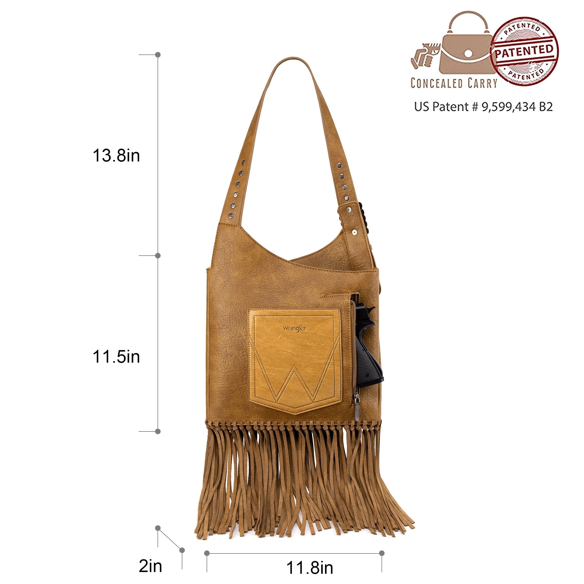 Wrangler Turquoise Stone Concho Fringe Hobo And Crossbody Clutch Collection - Montana West World