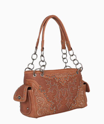 Montana West Boot Scroll Embroidered Carry Satchel - Montana West World