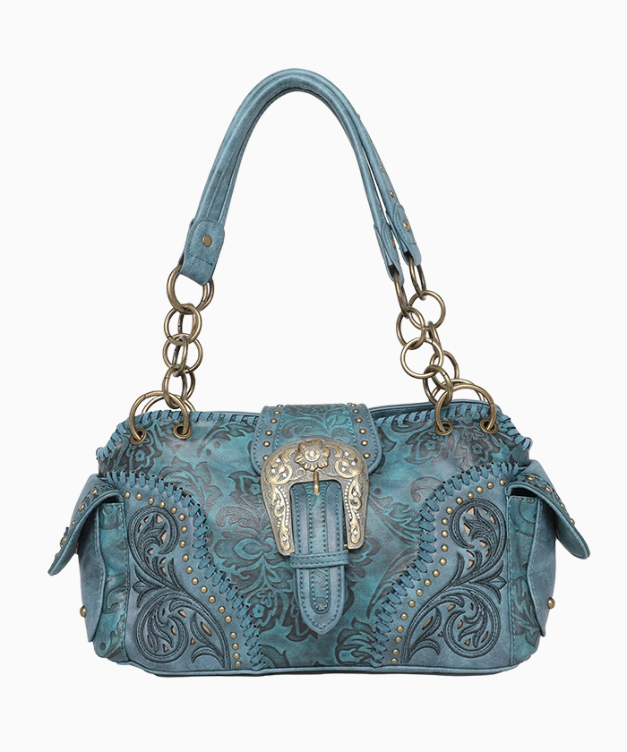 Montana West Cut-out Western Floral Buckle Satchel - Montana West World