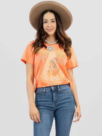 American Bling Women's Washed Tribal Rhinestones Tee - Montana West World