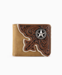 Montana West Embossed Floral Men's Bifold PU Leather Wallet - Montana West World