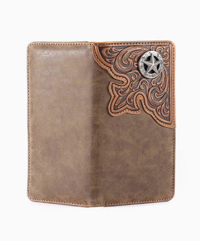 Montana West Embossed Star Concho Bifold Long Wallet - Montana West World