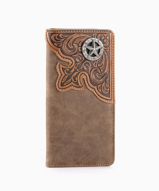 Montana West Embossed Star Concho Bifold Long Wallet - Montana West World