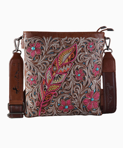 Montana West Embroidered Floral Concealed Carry Crossbody Bag - Montana West World