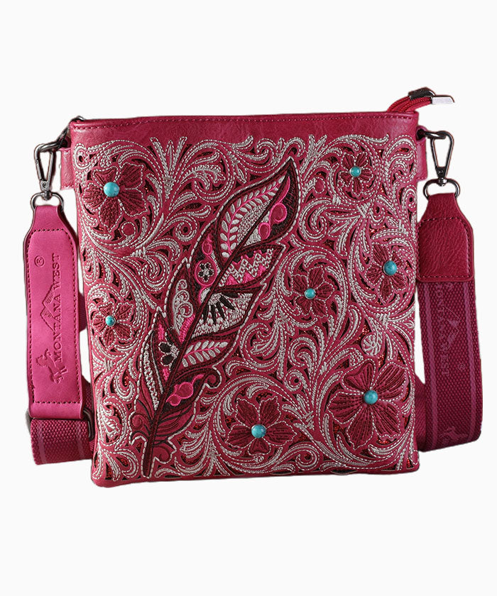 Montana West Embroidered Floral Concealed Carry Crossbody Bag - Montana West World