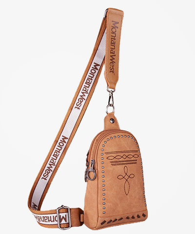 Montana West Embroidery Leather Sling Bag - Montana West World