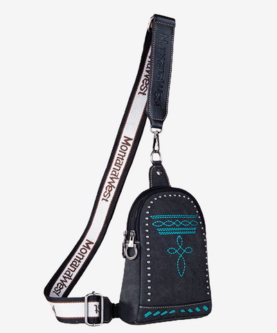 Montana West Embroidery Leather Sling Bag - Montana West World