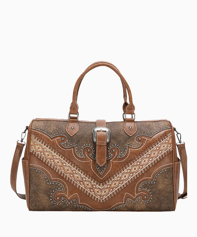 Montana West Floral Aztec Embossed Buckle Duffle Bag - Montana West World