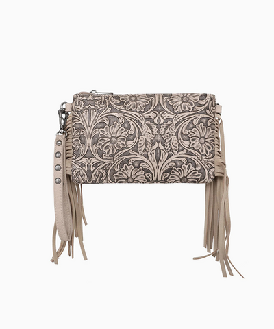 Montana West Floral Embossed Fringe Crossbody Clutch - Montana West World