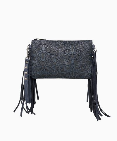 Montana West Floral Embossed Fringe Crossbody Clutch - Montana West World