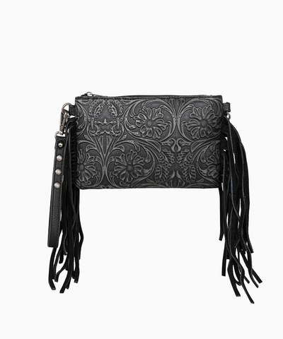 Montana West Floral Embossed Fringe Crossbody Clutch - Montana West World