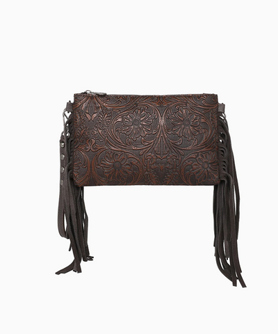 Montana West Floral Embossed Fringe Crossbody Clutch - Montana West World