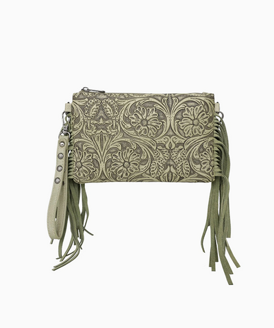 Montana West Floral Embossed Fringe Crossbody Clutch - Montana West World