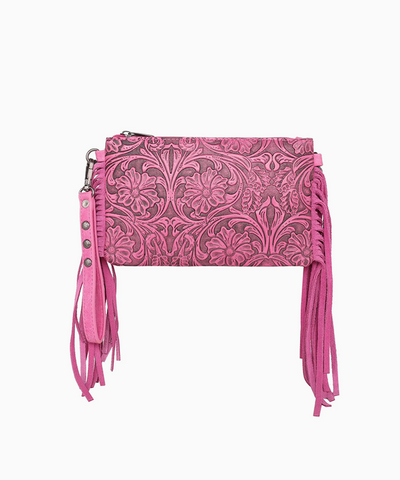 Montana West Floral Embossed Fringe Crossbody Clutch - Montana West World