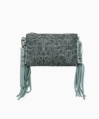 Montana West Floral Embossed Fringe Crossbody Clutch - Montana West World