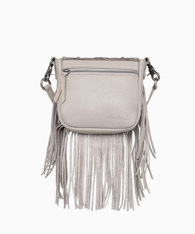 Montana West Genuine Leather Floral Tooled Fringe Crossbody - Montana West World