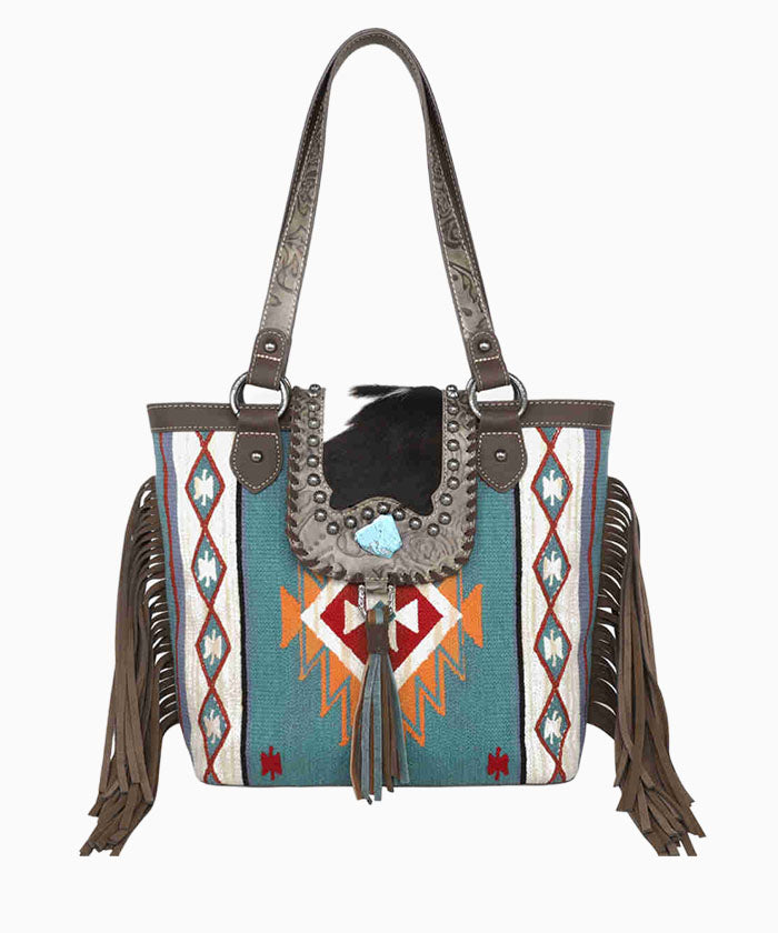 Montana West Hair-On Cowhide Aztec Tapestry Concealed Carry Tote - Montana West World