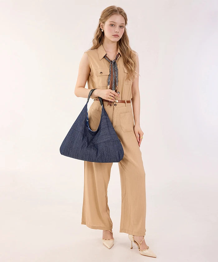 Lee Reversible Slouchy Hobo Shoulder Bag in Jean