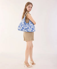 Lee Reversible Slouchy Hobo Shoulder Bag in Light Blue