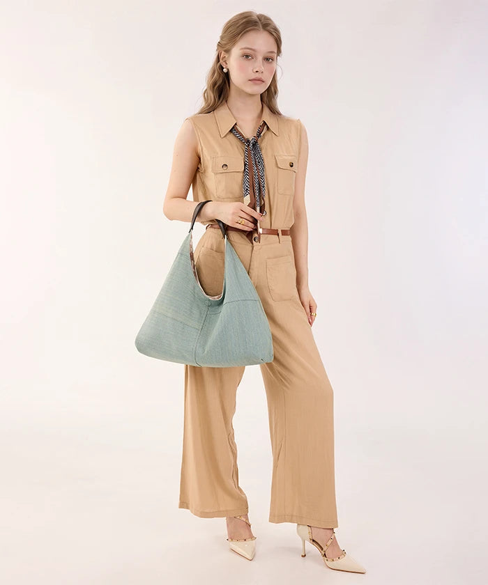 Lee Reversible Slouchy Hobo Shoulder Bag in Green