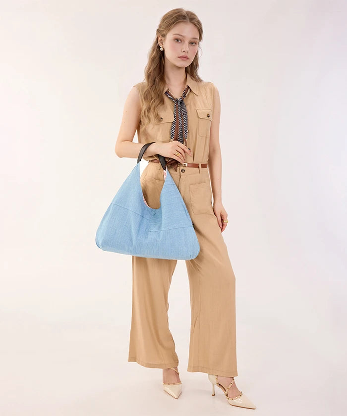 Lee Reversible Slouchy Hobo Shoulder Bag in Jean